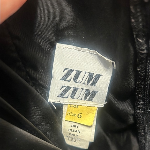 Zum Zum by Niki Livas Black Velvet Strapless Dress with Metallic Blue Ruffle - Picture 4 of 6